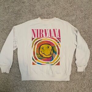Oversized White Nirvana Crewneck